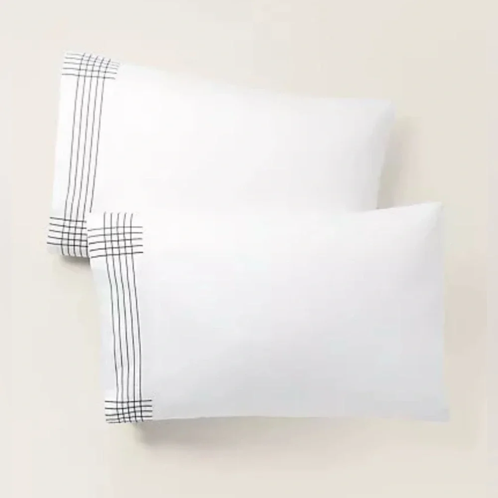 $430 RALPH LAUREN HOME KING FLAT SHEET & PILLOWCASES 624TC HANDKERCHIEF GRAPHITE